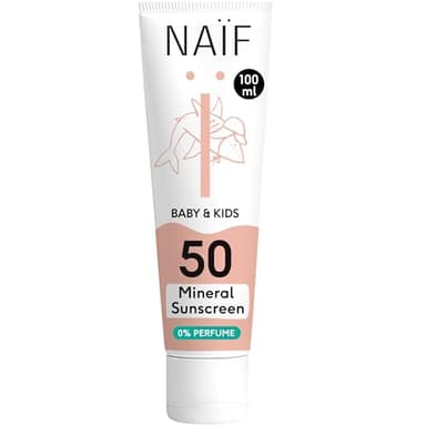 Naïf Protector Solar Mineral para Bebés y Niños – FPS 50, sin perfume, protección UVA/UVB, resistente al agua, dermatológicamente probado, sin microplásticos – 100 ml
