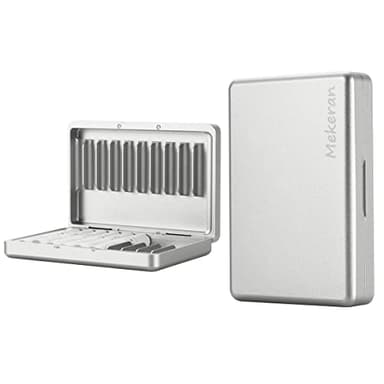 Mekeran Caja de almacenamiento de aleación de aluminio para iQOS Heets/Cigarette, funda rígida protectora para la vida diaria y viajes (plata)