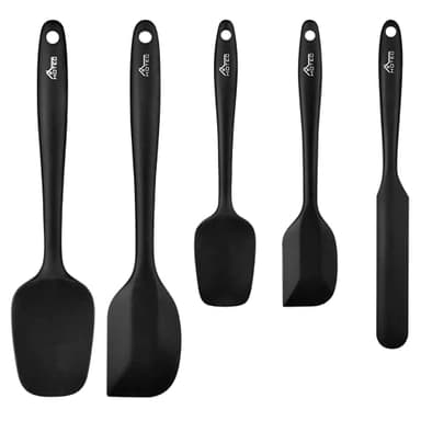 Hotec Espátulas Silicona Cocina de Grado Alimenticio Utensilios de Cocina, Set de 5 Espátulas y Cucharas,para Mezclar, Hornear y Cocina, No Tóxico, Antiadherente, Sin BPA Resistente al Calor 315℃