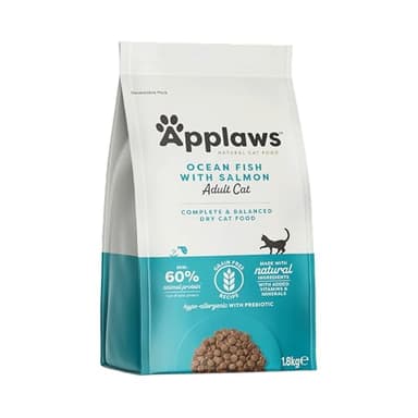 Applaws Complete Natural Sin cereales Pescado del Océano con Salmón Alimento Seco para Gatos Adultos - Bolsa Resellable de 1.8kg