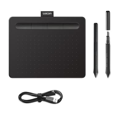 Wacom Intuos S - Bandeja de Dibujo portátil (para Pintar y editar Fotos con lápiz 4K Sensible a la presión y 1 Descarga de Software), Color Negro