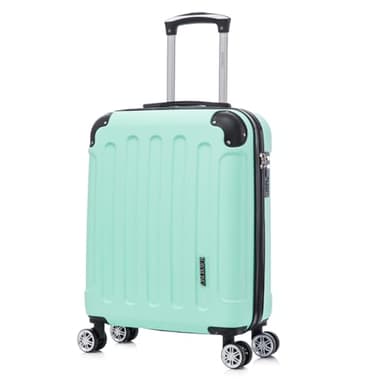 RAYKONG Maleta Cabina ABS 55x40x20cm (44L) - Maxima aprovechamiento de Capacidad - 4 Ruedas Giratorias Dobles con 360ª - Candado Incrustado - Menta