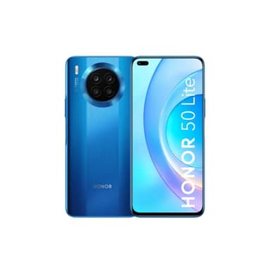 HONOR Smartphone Desbloqueado 50 Lite, teléfono móvil de 128 GB, 6 GB de RAM, SIM Dual, cámara cuádruple de 64 MP, Pantalla de 6.66 Pulgadas, Supercharge 66W, Snapdragon SDM662, NFC, Color Azul