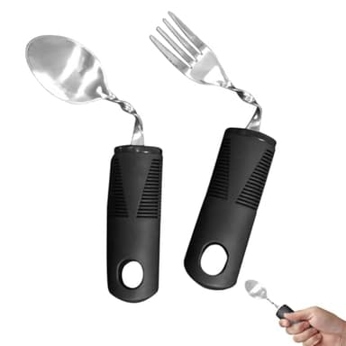 SURALIN Cubiertos para Parkinson，Cubiertos Adaptados，Juego para Personas Mayores（gris）