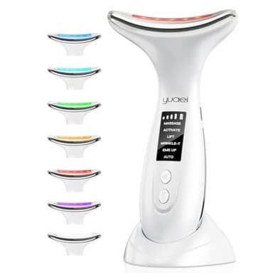 Masajeador Facial Electrico Cara Masaje: 6 Modos Aparato Faciales 7 Colores Led Máquina Mujer Reafirmante - 45℃ Ems Antiarrugas Belleza Dispositivo Reductor De Papada Lifting para Líneas del Cuello
