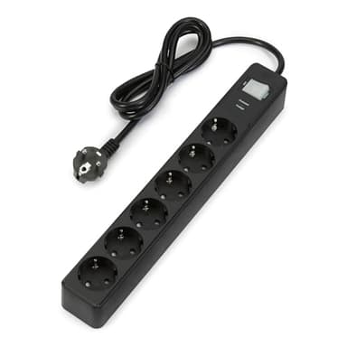 Amazon Basics - Regleta de 6 Tomas Protectora contra sobretensiones, 600 Julios, 1.4 m, Color Negro