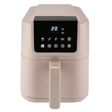 BOURGINI Freidora de Aire con Revestimiento Cerámico Pro, Libre de Químicos (PFAS, C6, PFHxA, PTFE, PFOA y BPA), Formato 35% más compacto, para un hogar sin tóxicos. (5 Litros - Beige)