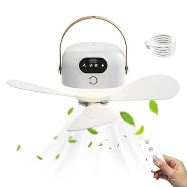 Ventilador de techo para acampar con luz - ventilador de de batería para viajes y emergencias | Ventilador compacto suspendido para senderismo, autocaravana, refugio y aire acondicionado
