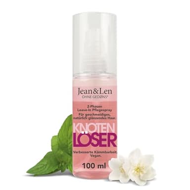 Jean & Len Knotenlöser Espray desenredante en 2 fases sin aclarado, para todo tipo de cabellos, desenreda el cabello y facilita el peinado, aroma fresco, sin parabenos ni siliconas, vegano, 100 ml
