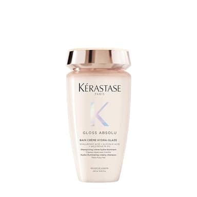 Kérastase Gloss Absolu Bain Crème Hydra-Glaze, Champú para Cabello Muy Encrespado, Brillo y Suavidad, Con Ácido Glicólico, Ácido Hialurónico y Aceite de Rosa Silvestre, 250 ml