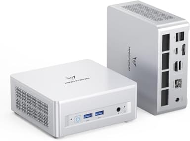 MINISFORUM UM880 Plus Mini PC, AMD Ryzen 7 8845HS (8 núcleos/16 Hilos, hasta 5,1 GHz), Tarjeta gráfica Radeon 780M, OCuLink, Triple Pantalla, 8K a 60 Hz, 5 Puertos USB, Wi-Fi 6e, Barebone sin RAM/SSD