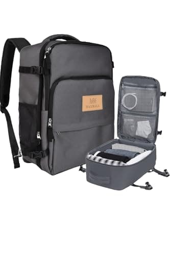 MAXMALA ®️ Mochila viaje cabina avion impermeable ultra ligera portatil compacta 40x20x30. Maleta viaje cabina avión backpack airback (GRIS LOBO)