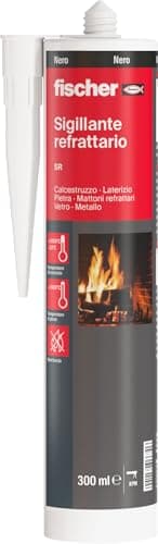Fischer Sellador refractario SR negro, hasta 1200° (1500° pico), resistente a altas temperaturas y al calor, para juntas, chimeneas, barbacoas, estufas, hornos, calderas, 544448