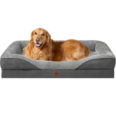 EHEYCIGA Cama Ortopedica y Viscoelastica para Perro Extra Grande 106x76x18.5 cm, Memory Foam Sofa para Perros Lavable, Cama Gato Suave, Gris Oscuro