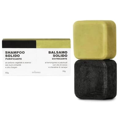 Enooso - Champú Sólido y Acondicionador pelo Graso y puntas Secas | Purificante y Desenredante | sin sulfatos ni siliconas - 100% Vegano Orgánico Ecológico