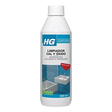 HG Limpiador cal y óxido, Elimina las Manchas de Cal de Grifos, Lavabos e Inodoros, Descalcificador para Cabezales de Ducha, Bañeras y Mamparas - 500 ml
