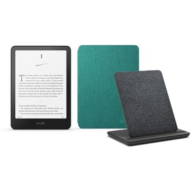 Kindle Paperwhite Signature Edition (versión 2024) de 32 GB sin publicidad, una funda de tela de Amazon y una base de carga inalámbrica Made for Amazon