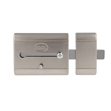 Amig - Cerrojo de Sobreponer de Alta Seguridad para Puertas de Madera - Mod. 15 PLUS - 98 x 77 mm - Con Cilindro Redondo de Seguridad y Pestillo - Acero Plateado