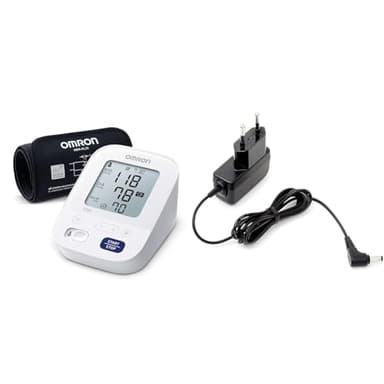 Omron X3 Máquina de presión sanguínea, control de la hipertensión en casa, aprobado por la protección de consumidores + Adaptador de corriente AC para tensiómetro M2, M3, M6, M7 y inhalador C803