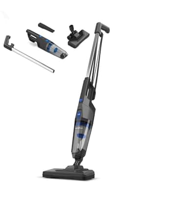 Goodyear - Aspiradora Escoba Eléctrica 600W Sin Bolsa, Compacta y Potente, Succión 18kPa, Ligera y Silenciosa, Depósito 0,6L, Cable Largo 3,8m, Control de Caudal, Hogar