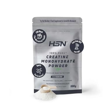 HSN Creatina Monohidrato en Polvo Sin Sabor | 500g | Creatina Micronizada (200mesh) Sin Añadidos y Libre de Contaminantes | Incluye Dosificador 10ml | No-GMO, Vegano, Sin Gluten