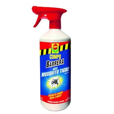 COMPO Barrera de insectos Insecticida para mosquito tigre, Acción de choque hasta 3 meses, Para interior y exterior, 1 L
