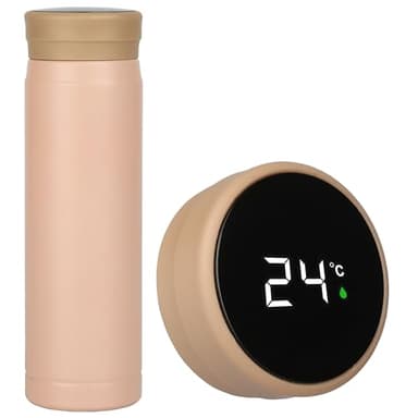 Belle Vous Termo Pequeño con Pantalla LED de Temperatura - Garrafa Termica Inteligente Rosa de Acero Inoxidable de 280 ml - Botella para Mate Te Cafe Agua Caliente o Fria