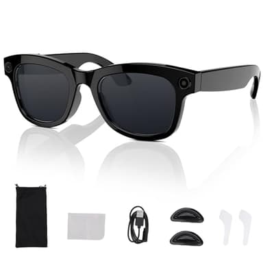 Yanmis Gafas Inteligentes, Gafas Traductor de IA Bluetooth con Cámara HD de 5MP 1080p, Altavoces, Llamadas Musicales, 26 Idiomas Traducción (Gafas de Sol)