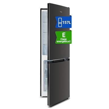 CHiQ FBM157L42 - Frigorífico Combi independiente 157L, 144 cm de alto, 47 cm de ancho, Compresor con 12 años de garantía, Tecnología Low Frost,39 dB, Puerta reversible, Diseño delgado en negro
