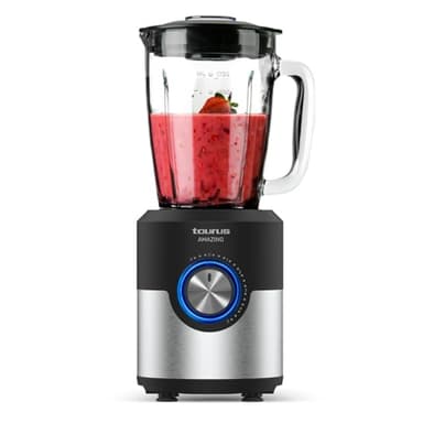 Taurus Amazing – Batidora de vaso JB1600XC | 1600W | Jarra cristal 1,75L | 5 Velocidades+Turbo | Cuchillas Inox 6 filos | Pica hielo | LED | Apto Lavavajillas