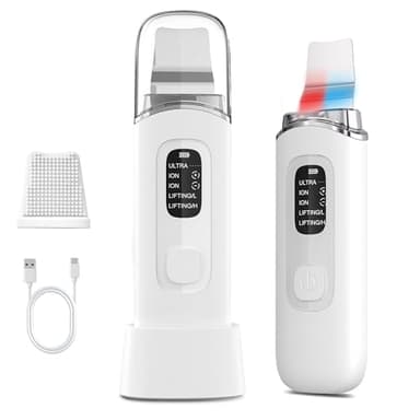 Yeerain Peeling Ultrasónico Facial, Limpiador Ultrasonidos Facial con 4 Modos e IPX7 impermeable, Luz Roja y Azul, Skin Scrubber Removedor de Puntos Negros para Dispositivo de Belleza