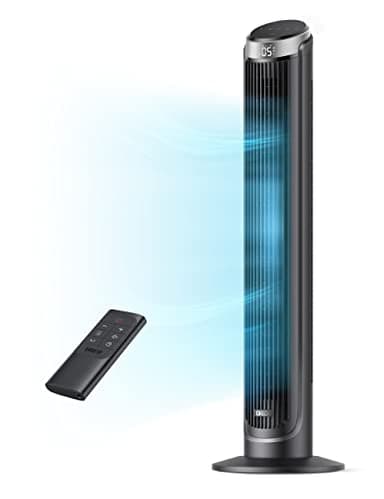 Dreo 28dB Ventilador de torre Cruiser Pro con mando a distancia, 7,9 m/s de velocidad, 90° oscilante, refrigeración silenciosa, 3 modos, temporizador de 12 horas, pantalla LED, dormitorio oficina.