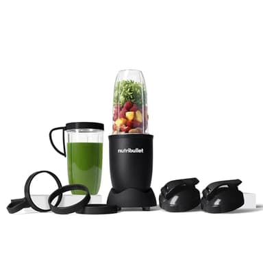 nutribullet Pro 900 Watt, batidora personal, batidora multifuncional, 900w potencia, vasos de 900ml y 700ml, matte negro, NB910MAB