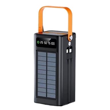 Batería Externa Solar De 50000 MAh con Luz Y Batería Externa De 120 W con Cables Integrados, 4 Salidas Y 3 Entradas para Dispositivos Móviles. Alta Capacidad para Acampada Senderismo Y Exteriores