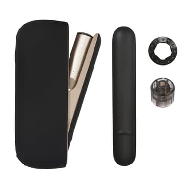 YiTenn Set 3 en 1 Funda Protectora + Tapa Lateral + Anillo de Decoración de Repuesto para IQOS iluma/ILUMA i (negro)