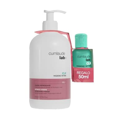 Cumlaude Lab - Higiene Íntima CLX Gel, Gel Limpiador con Clorhexidina, Activo Vegetal y pH Neutro, Aporta una Acción Higienizante, Refrescante, Protectora e Hidratante - 500 + 50 ml
