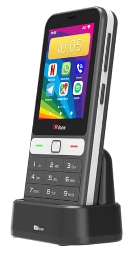TTfone TT280 - Teléfono 4G Dual SIM simple con Android, pantalla táctil de 2,8", teclado, cámara 2MP, USB-C - Móvil desbloqueado Fácil de usar (con cargador de muelle)