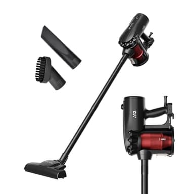 EVVO Aspiradora con Cable, 2 en 1, Aspirador Escoba y Mano, Depósito 500 ml Sin Bolsa, Succión 16 kPa, Tecnología Ciclónica, Silencioso, Soporte para Pared, 3 Accesorios, Filtro (Modelo: A12)