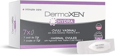 DermoXEN Hydra Óvulos Vaginales para la Sequedad, Ideal en Menopausia y Postparto. Óvulos de Ácido Hialurónico, Hidratantes y Calmante para Picor, Ardor e Irritación Íntima. 7 Unidades
