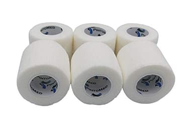 PintoMed - Venda Cohesiva - 6 x BLANCO - 6 rollos x 5 cm x 4,5 m estirado - Vendaje autoadhesiva elástica y flexible, Cinta adhesiva, Vet Wrap, Tape, Primeros auxílios y lesiones
