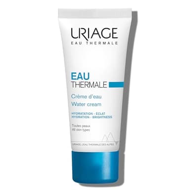 URIAGE EAU THERMALE Crema facial con ácido hialurónico. Hidratación 24h, luminosidad y suavidad. Textura ligera, aroma floral, sin parabenos y no comedogénica.