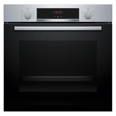 Bosch - Horno Multifunción, Serie 4, 60 cm. de ancho, Asistente de limpieza con agua, 3D Hotair, Acero, HBA514ES3