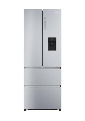 Haier FD 70 Series 5 HFR5719EWMG - Frigorífico Puerta Francesa, Dispensador Agua, Cajones Direct Access, Circular AirFlow, Motor Inverter, My Zone, Total No Frost, 70x190 cm, 444L, Luz LED, Inox