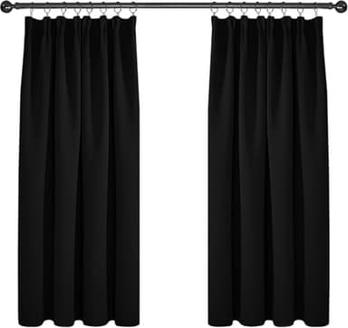 Deconovo Cortinas para Habitación con Aislamiento Térmico Reducción de Ruido Telas Tupidas Gruesas con Bolsillos 2 Paneles 117 x 138 cm Negro