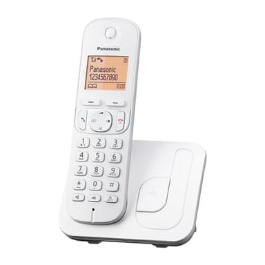 Panasonic KX-TGC210SPW Teléfono Inalámbrico Digital, Unidad Base y 1 Auriculares, Identificador y Bloqueo de Llamadas, Altavoz Manos Libres, Modo Ecológico, Reloj Despertador, Pantalla LCD, Blanco