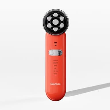 MASDERM - Masajeador Facial Eléctrico 7 en 1, Aparato de Radiofrecuencia y Luz LED, Tratamiento Facial Reafirmante y Antiedad Mujer, Efecto Lifting para Cara y Cuello, Piel Firme y Radiante