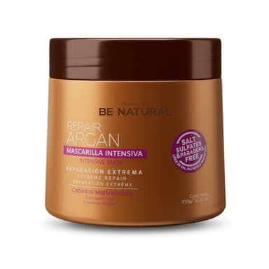 PLACENTA LIFE Be Natural Mascarilla Intensiva Repair Argan 350ml – Reparadora y Nutritiva, Hidrata, Fortalece, Aporta Brillo, Suaviza y Protege el Cabello Dañado