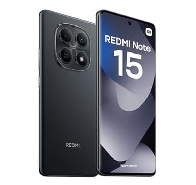 XIAOMI REDMI Note 15 - Smartphone de 8+256GB, Pantalla AMOLED FHD+ de 6,77", MediaTek Helio G100-Ultra, cámara de 108MP, batería de 6000 mAh, Cargador no Incluido, Negro (Versión ES)