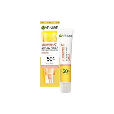Garnier Vitamina C Fluido Antimanchas Anti-UV Diario Efecto Glow FPS50+, Protege, Previene y Reduce las manchas, para todo tipo de pieles, 40 ml