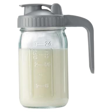 Jarra de leche materna Botella de almacenamiento de leche con de vidrio a prueba de fugas con tapa y pico, jarra de albañil de boca ancha para líquidos, té helado, jugos, de
